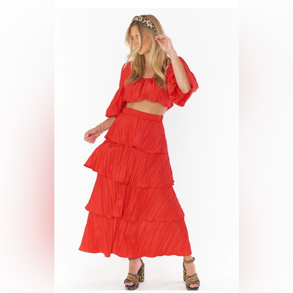 Full swing skirt- candy red- size large- show me your mumu